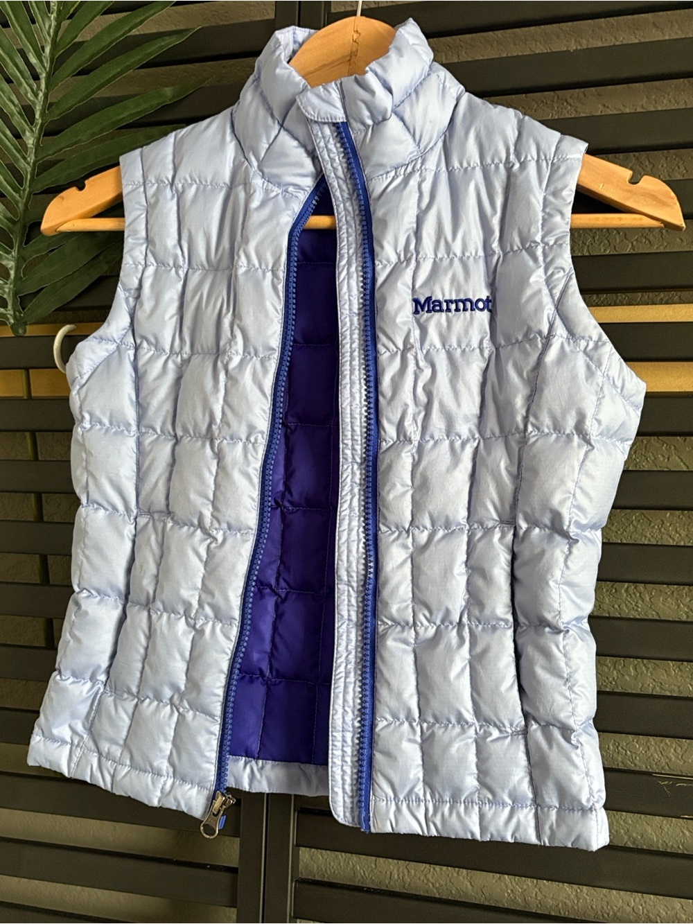 Marmot Periwinkle Quilted Vest with Purple Lining